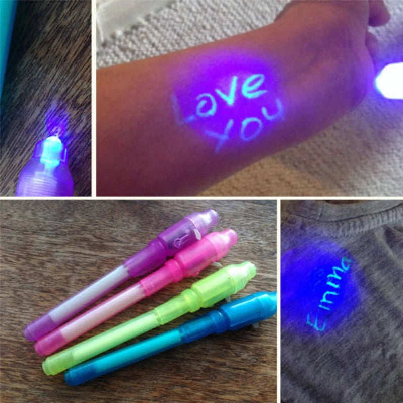 Kit com 4 Canetas Magic Pen- com Tinta Ultra Violeta e Retroiluminação Led Kaypestore 