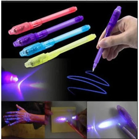 Kit com 4 Canetas Magic Pen- com Tinta Ultra Violeta e Retroiluminação Led Kaypestore 