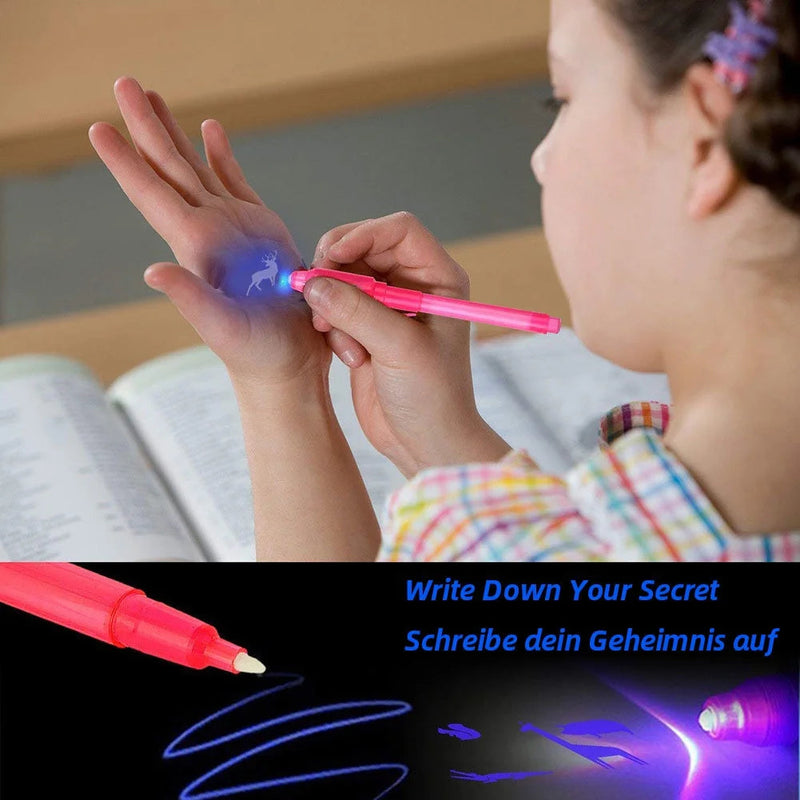 Kit com 4 Canetas Magic Pen- com Tinta Ultra Violeta e Retroiluminação Led Kaypestore 