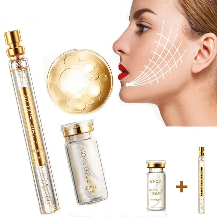 Kit de Levantamento Com Fios de Proteína para Preenchimento do Rosto e Efeito Lift BL032 Kaypestore 1 Frasco 15mL Sérum + 20 Linhas 