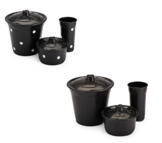 Kit Pia Cozinha - 1 Lixeira + 1 Porta Detergente + Pote para Sabão ou Bucha CZ009 Kaypestore Liso Preto 