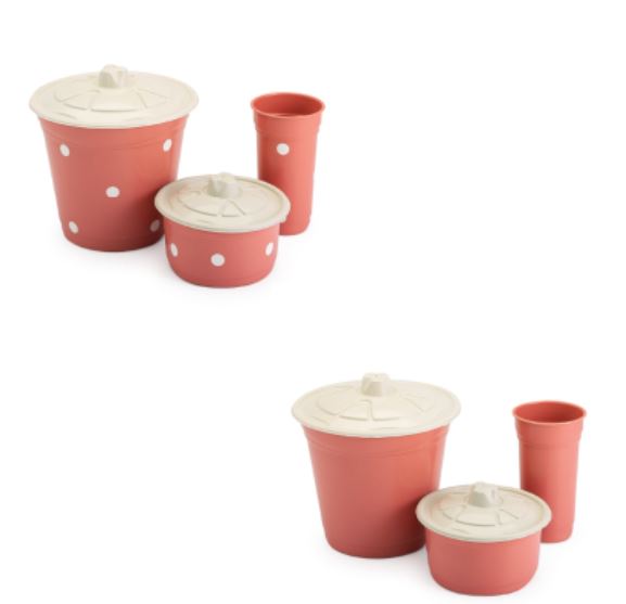 Kit Pia Cozinha - 1 Lixeira + 1 Porta Detergente + Pote para Sabão ou Bucha CZ009 Kaypestore Liso Rosa 