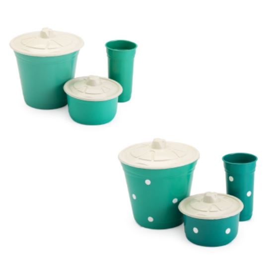 Kit Pia Cozinha - 1 Lixeira + 1 Porta Detergente + Pote para Sabão ou Bucha CZ009 Kaypestore Liso Verde 