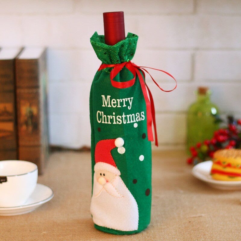 Kit Saco de Decoração de Natal para Garrafa - Tecido Premium de Alta Durabilidade NT011 Kaypestore 2 Verdes 