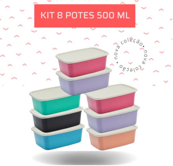 LEVE 8 , PAGUE 4 - POTES HERMÉTICOS PREMIUM ANTI-TERMICO 500 ML CZ013 Kaypestore Kit Colorido Kit 1 - Leve 8 Pague 4 