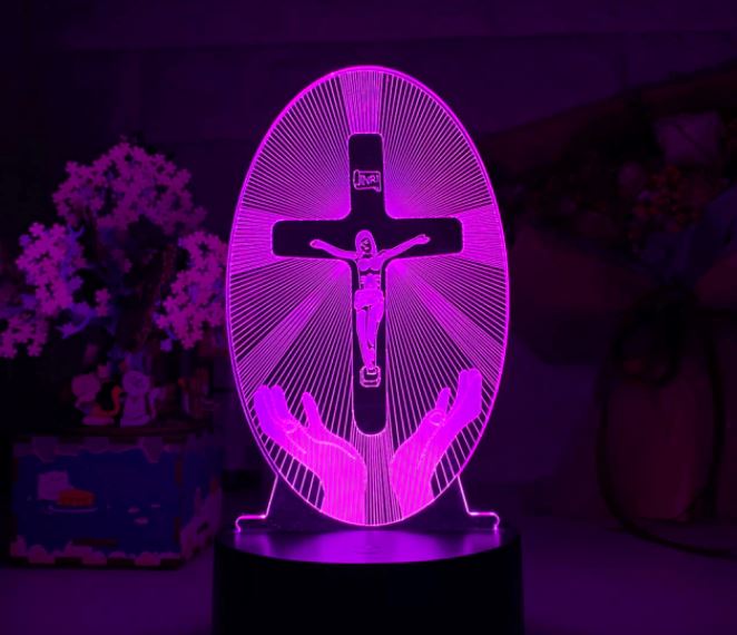 Luminaria Jesus 3D - 7 Cores AR002 Kaypestore Divino Espirito Santo 
