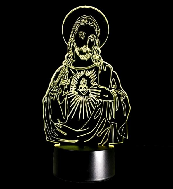 Luminaria Jesus 3D - 7 Cores AR002 Kaypestore Sagrado Coração de Jesus 