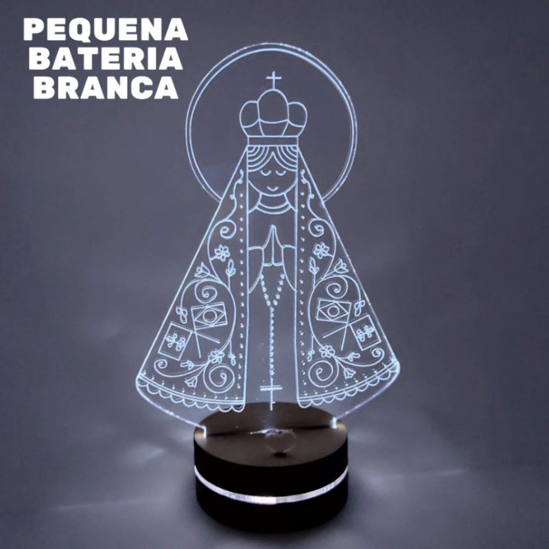 Luminaria Nossa Senhora de Aparecida 3D AR003 Kaypestore Branca 