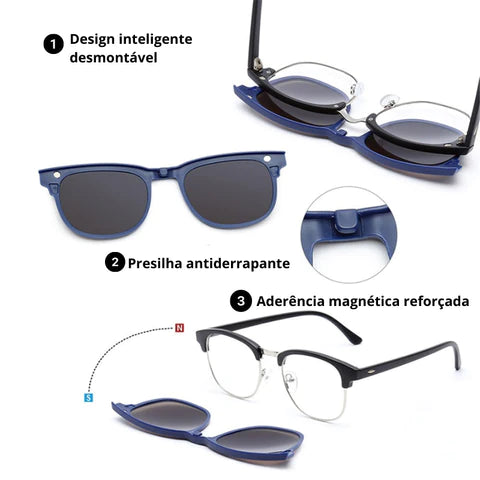 Óculos de Sol Polarizado 6 em 1 + Estojo de Brinde ACES0010 Kaypestore 
