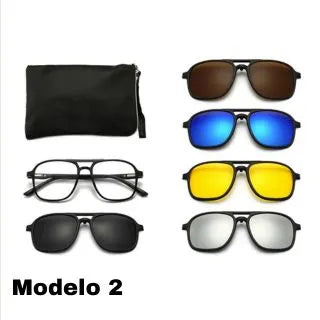 Óculos de Sol Polarizado 6 em 1 Original com Proteção UV+ Estojo de Brinde ACES0010 Kaypestore Redondo 