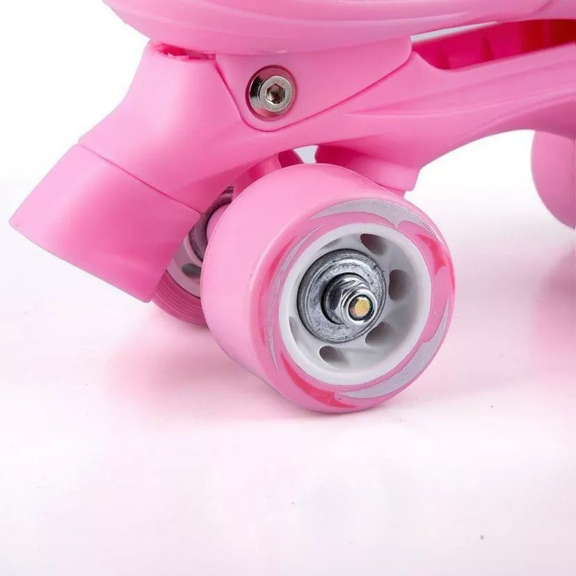 Patins 4 Rodas Quad Infantil e Adulto Rosa Juvenil Push com Velcro e Trava Aventura Kaypestore 