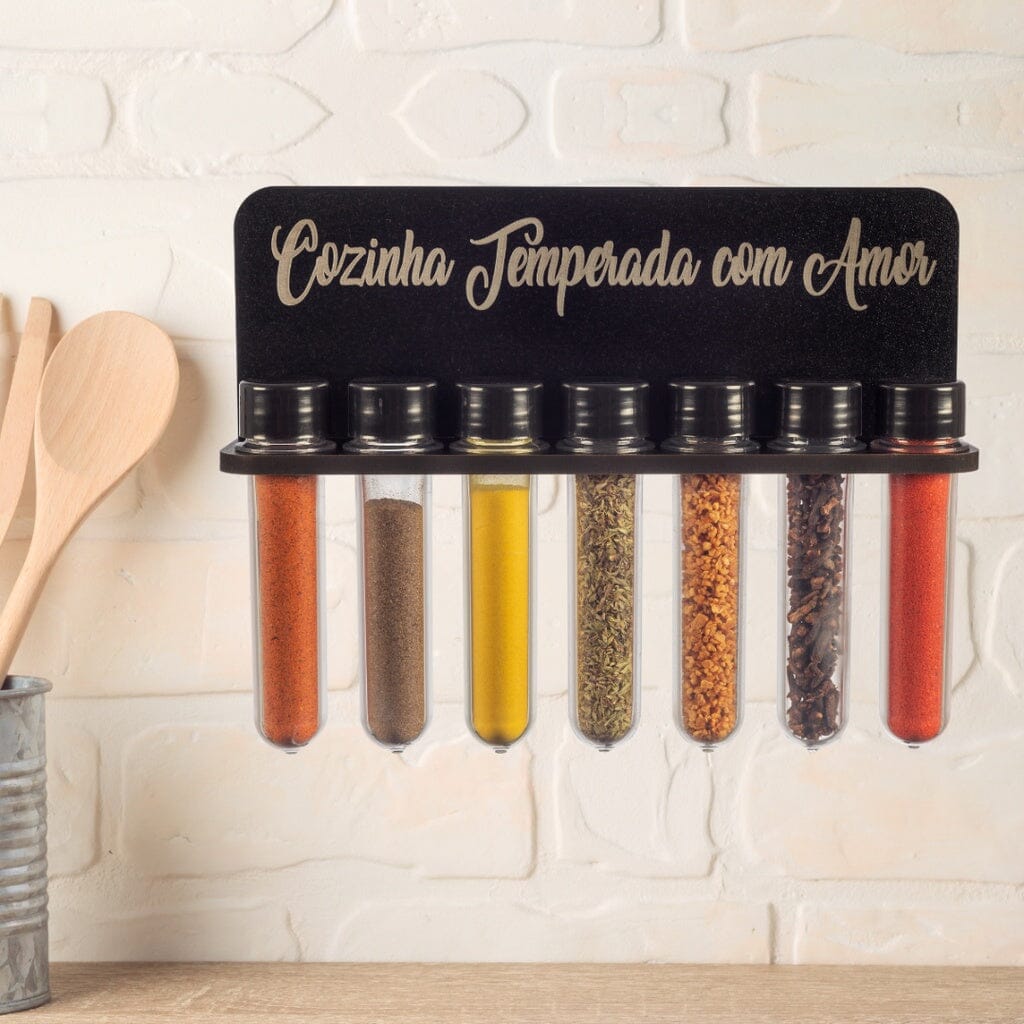 Porta Temperos / Condimentos com Suporte - QualityFood Kaypestore Cozinha Temperada com Amor 