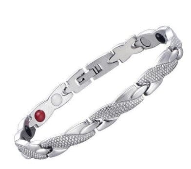 Pulseira / Bracelete Magnetica Emagrecedora Original - IonTitan Fir Power Detox - Queima Gordura Kaypestore Fit Delicada Prata 