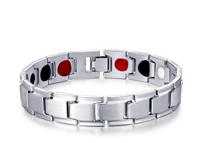 Pulseira / Bracelete Magnetica Emagrecedora Original - IonTitan Fir Power Detox - Queima Gordura Kaypestore Grossa Prata 