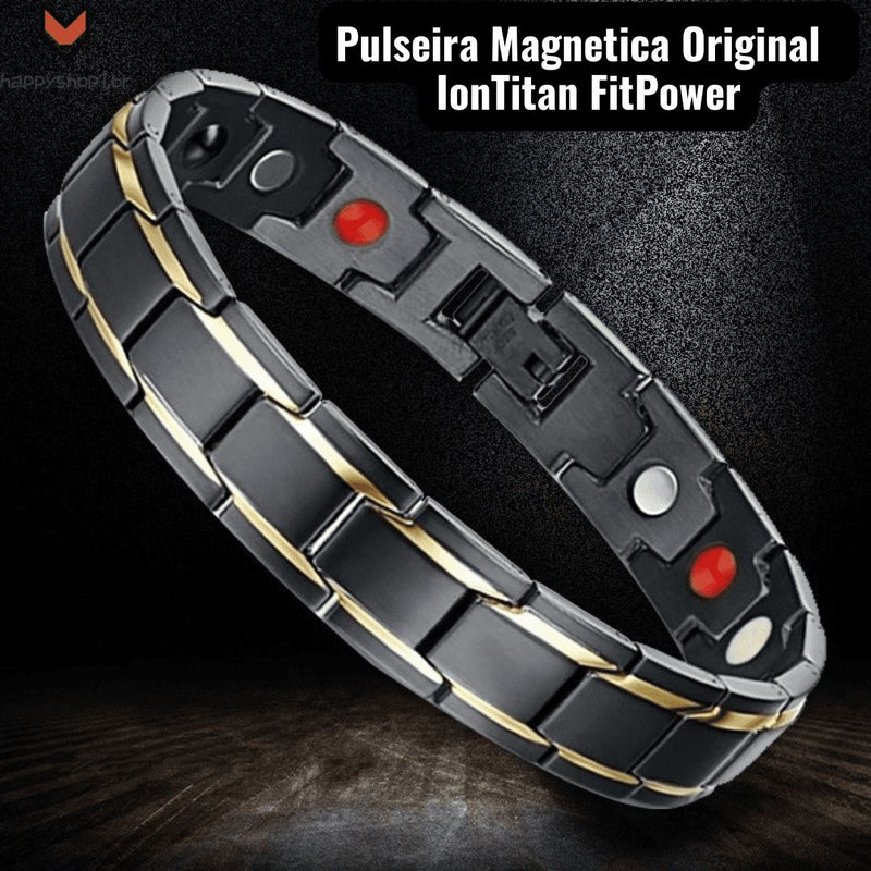 Pulseira / Bracelete Magnetica Emagrecedora Original - IonTitan Fir Power Detox - Queima Gordura Kaypestore Grossa Preto 