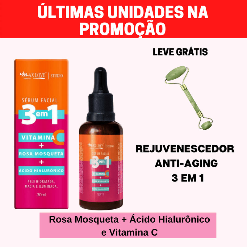 Rejuvenecedor Anti-Aging Premium -  3 EM 1 Ganhe 1 Rolo de Jade