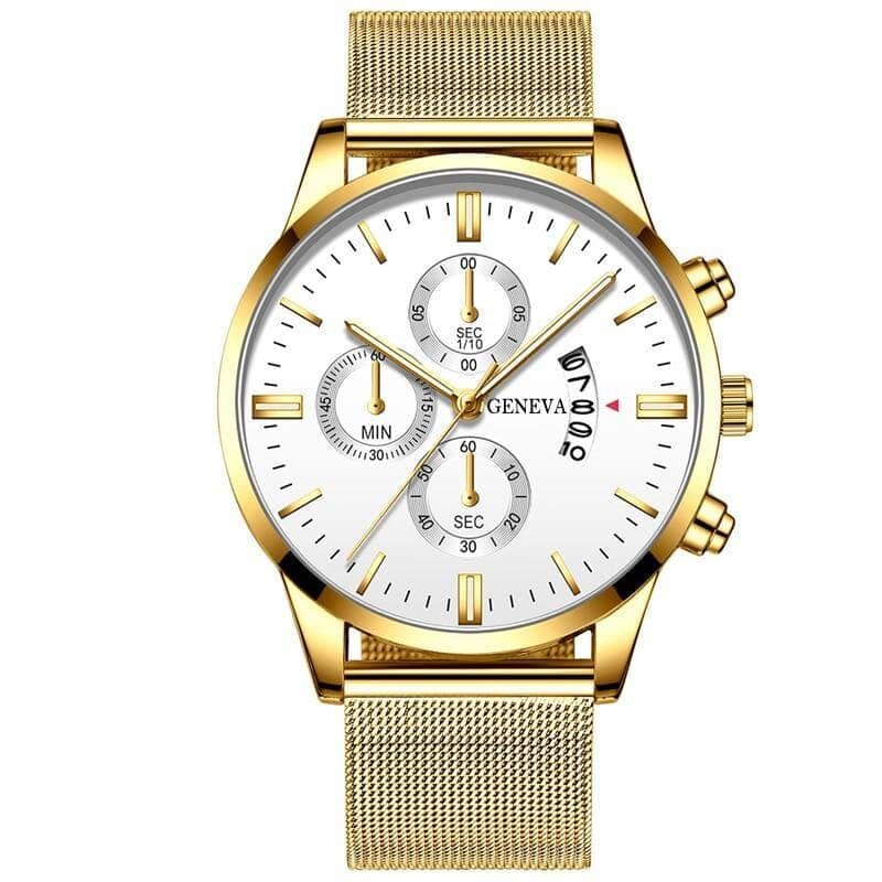 Relógio Classico Geneva - Edição de Luxo 40% OFF RL001 Kaypestore Ouro e Branco 