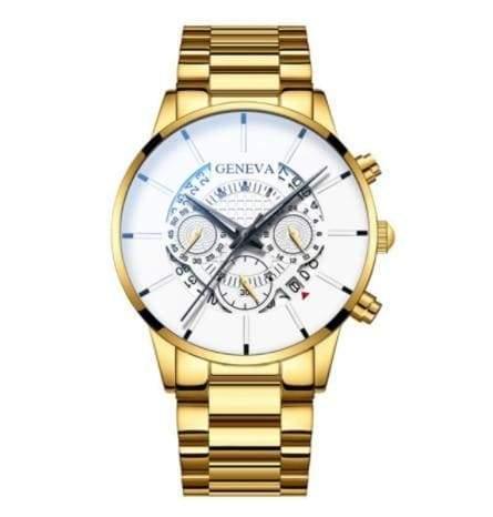 Relógio Masculino Luxury Premium Geneva - 30% OFF RL004 Kaypestore Dourado e Branco 