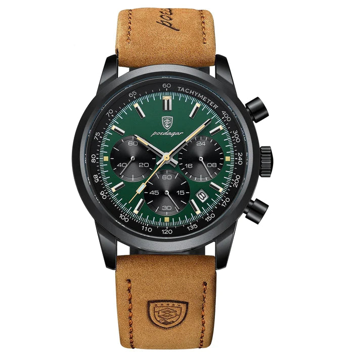 Relógio Poedagar Luxury Classic 921 REL003 Kaypestore Couro Verde 