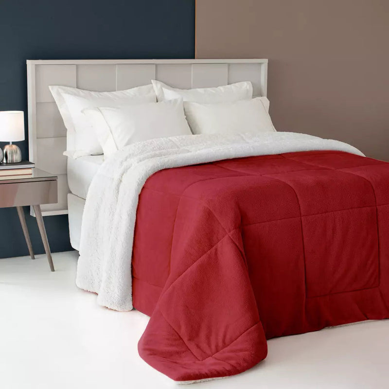 Royaldrom - Edredom Premium Royal Dupla Face com Revestimento de pele de Carneiro CA017 Kaypestore Solteiro Vermelho 