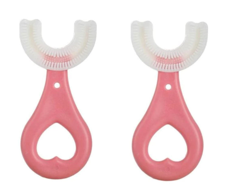 SiliconBrush 360 graus - Escova de Dentes Infantil MMB003 Kaypestore Kit 2 Pequenos (Rosa) 