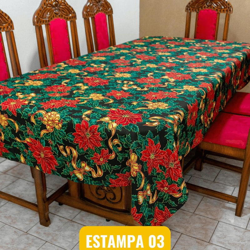 Toalha de Mesa Natalina (Todos os Tamanhos) NT004 Kaypestore Estampa 03 4 Lugares (1.5m x 1.4m) 