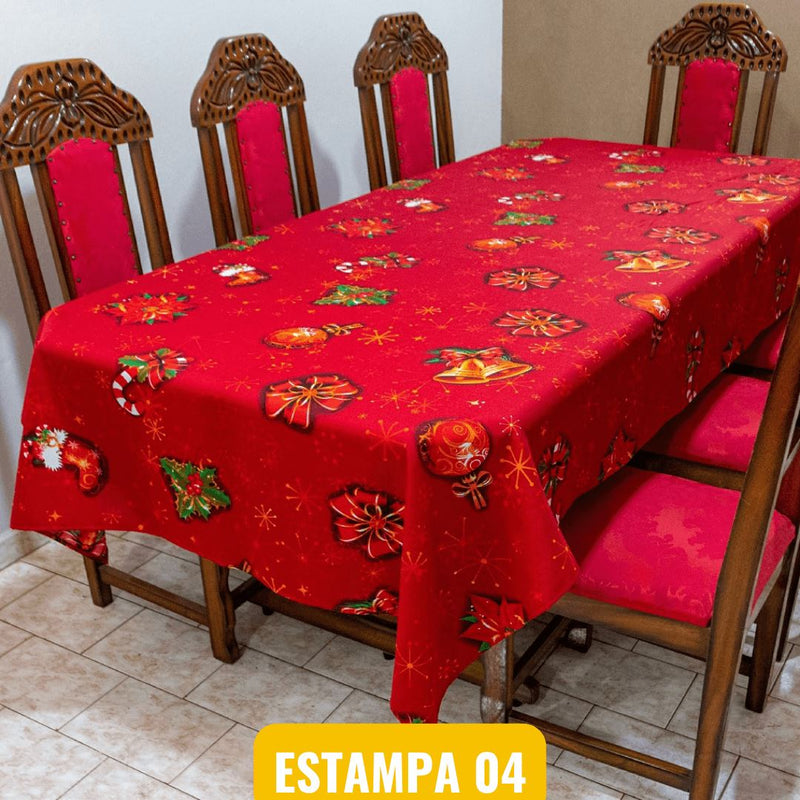 Toalha de Mesa Natalina (Todos os Tamanhos) NT004 Kaypestore Estampa 04 4 Lugares (1.5m x 1.4m) 