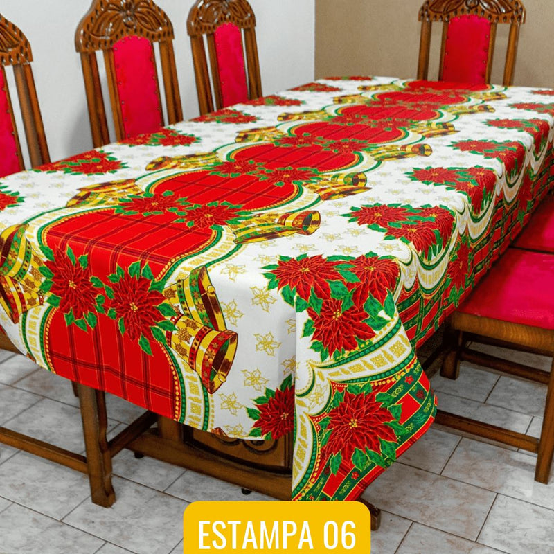 Toalha de Mesa Natalina (Todos os Tamanhos) NT004 Kaypestore Estampa 06 4 Lugares (1.5m x 1.4m) 