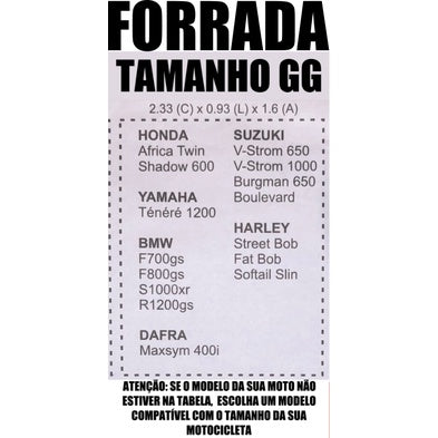UV Block Capa Forrada para Moto Impermeável com Proteção UV - Protege de Sol, Chuva e Poeira Kaypestore GG 