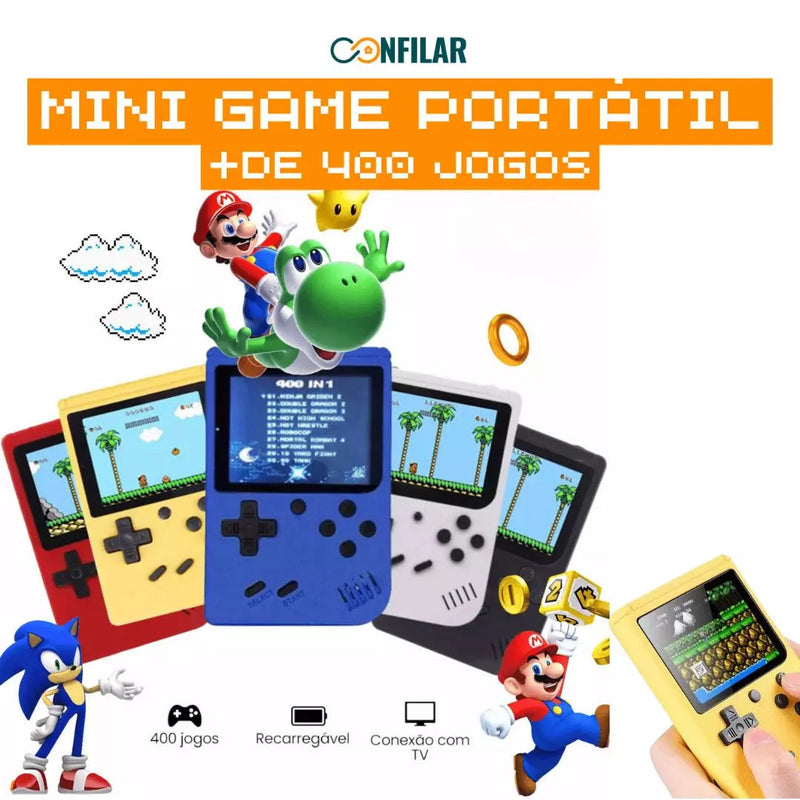 Video Game Retro Nintendo de Mão (Mini Game Sup) 8 Bits - 400 Jogos como Mario, Donkey Kong, Tartarugas Ninjas TC010 Kaypestore 